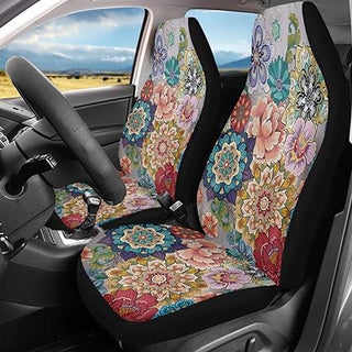 Floral Hippie Print Pattern Car Seat Covers Car Seat Set Of Two Universal Car Seat Cover
