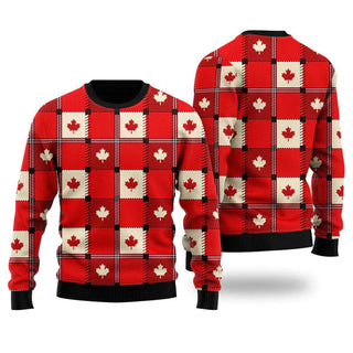 Red Maple Leaf Canada Day Ugly Christmas Sweater For Men & Women Christmas Gift Sweater US2242