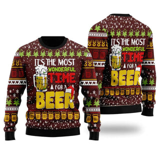 Time For Beer Ugly Christmas Sweater For Men & Women Christmas Gift Sweater US1644