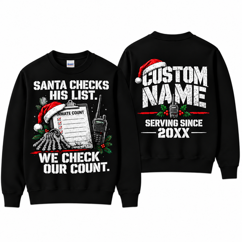 Personalized Correctional Officer Christmas Sweatshirt Inmate Count