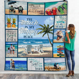 Beach Happy Place Fleece Blanket JN301 65O47