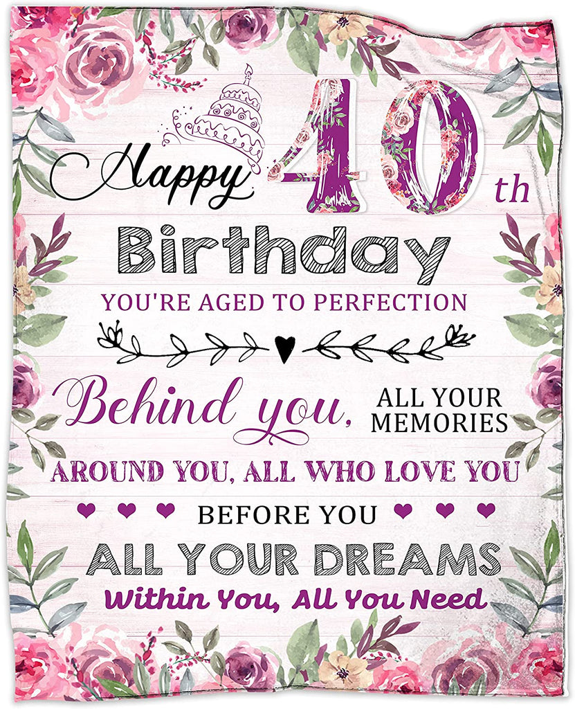 40Th Birthday Gifts For Women Blanket 40 Years Old Gifts For Women Turning 40 1982 Wife Sister Mom Friends 40Th Birthday Gift MI0364