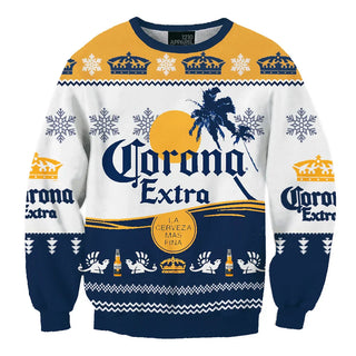 Unisex Corona Extra 3D Ugly Christmas Sweater For Men & Women Christmas Gift Sweater BH1272