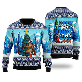 Ugly Sloth Wake Up When Winter Ends Ugly Christmas Sweater For Men & Women Christmas Gift Sweater US2036