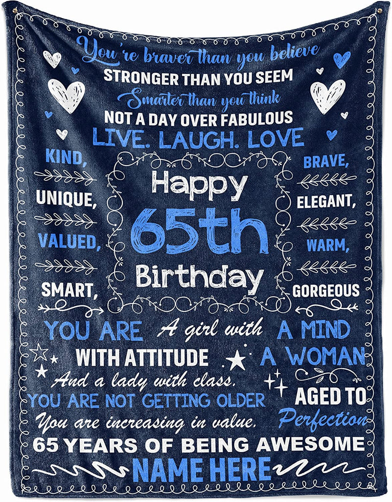 65Th Birthday Blanket For Women Her Wife Sister Mom Turning 65 Year Old Sherpa Fleece Throw Blankets Personalized Mothers Day Present MI0358