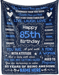 85Th Birthday Blanket For Women Her Wife Sister Mom Turning 85 Year Old Sherpa Fleece Throw Blankets Personalized Mothers Day Present MI0349