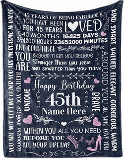 45Th Birthday Blanket 45 Year Old Idea Throw Blankets Decorations Personalized Turning 45 Bday For Her Mom Wife Funny 1977 Anniversary Flannel Fleece Plush Blankets MI0363