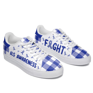 ALS Awareness Shoes Fight Paid Leather Sneaker - Best Shoes For Men And Women