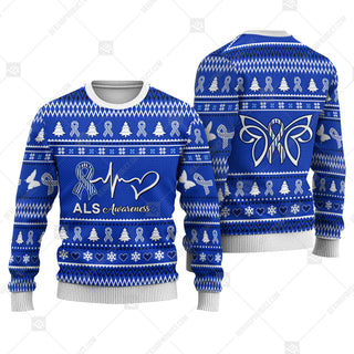 ALS Awareness Sweater Ugly Xmas Symbol Sweater Christmas Knitted Print Sweatshirt - Best Gift For Christmas, Noel