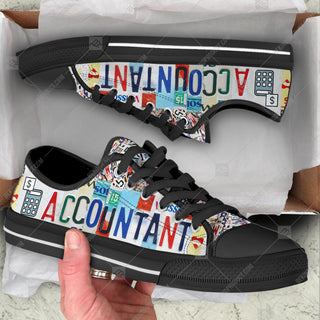 Accountant License Plates Low Top Shoes Canvas Shoes - Best Gift For Men And Women