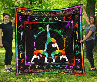 Acro Gymnastics Art Color Quilt Full Print Soft Material Multiple Size Gift Bedroom Decoration