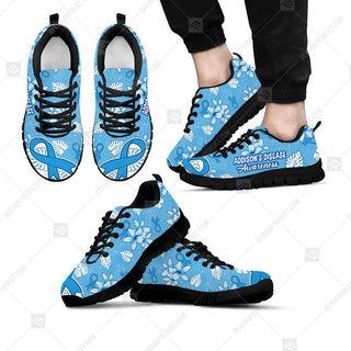 Addison’s Disease Awareness Shoes Frangipani Flowers Pattern Sneaker Walking Shoes - Best Gift For Men And Women