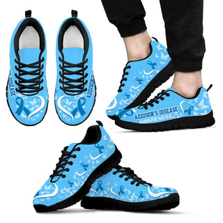 Addison’s Disease Shoes Awareness Heart Ribbon Sneaker Walking Shoes - Best Gift For Men And Women