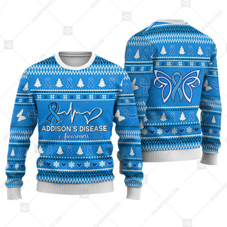 Addison’s Disease Awareness Sweater Ugly Xmas Symbol Sweater Christmas Knitted Print Sweatshirt - Best Gift For Christmas, Noel