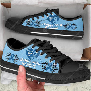 Addison’s Disease Low Top Shoes Warrior Canvas Shoes - Best Gift For Men And Women - Cancer Awareness