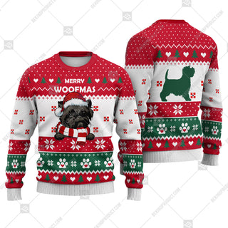 Affenpinscher Dog Christmas Paw Heart Print Ugly Christmas Sweater Print Sweatshirt - Best Gift For Christmas, Noel