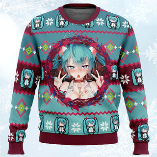 Ahegao Hatsune Miku Ugly Christmas Sweater For Men & Women Christmas Gift Sweater PT668