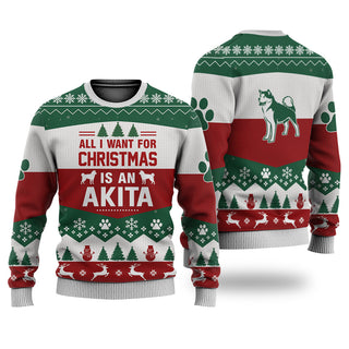 Akita All I Want For Christmas Sweater Christmas Knitted Print Sweatshirt - Best Gift For Christmas, Noel - Christmas Signature