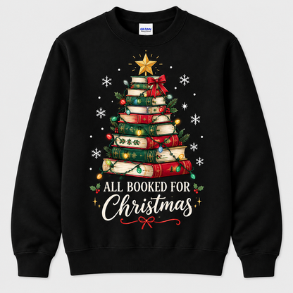Personalized Custom All Booked for Christmas Bookish Tree Sweatshirt