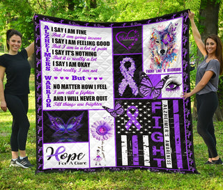 Alzheimer's Awareness Be Strong Quilt Full Print Soft Material Lightweight Multiple Size Bedroom Decoration