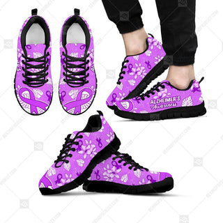 Alzheimer's Awareness Shoes Frangipani Flowers Pattern Sneaker Walking Shoes - Best Gift For Men And Women