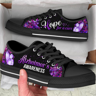 Alzheimer's Awareness Low Top Shoes Hope For A Cure Canvas Shoes - Best Gift For Men And Women