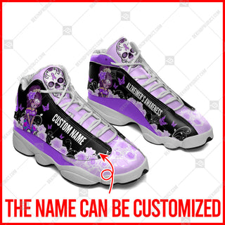 Alzheimer's Awareness Sugar Skull Girl Shoes Personalized Custom Sneaker 13 Fashion Shoes Curved Basketball Shoes Gift For Men And Women