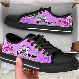 Alzheimer's Bee Aware Low Top Shoes Canvas Shoes - Best Gift For Men And Women - Cancer Awareness