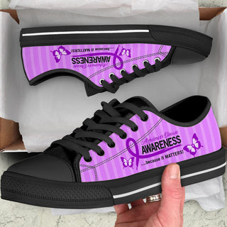 Alzheimer's Disease Low Top Shoes Because It Matters Canvas Shoes - Best Gift For Men And Women - Cancer Awareness