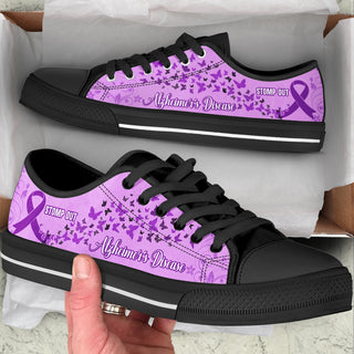 Alzheimer's Disease Low Top Shoes Stomp Out Canvas Shoes - Best Gift For Men And Women - Cancer Awareness