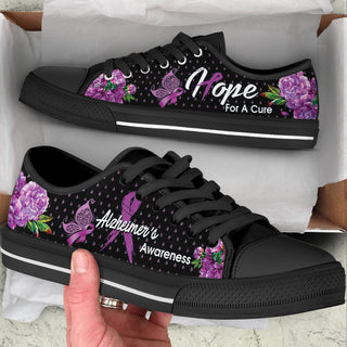 Alzheimer's Flower Low Top Shoes Canvas Shoes - Best Gift For Men And Women - Cancer Awareness