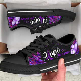 Alzheimer's Low Top Shoes Hope For A Cure Version 2 Canvas Shoes - Best Gift For Men And Women - Cancer Awareness