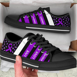 Alzheimer's Low Top Shoes Plaid Canvas Shoes - Best Gift For Men And Women - Cancer Awareness