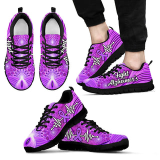 Alzheimer's Shoes Ribbon Fight Flower Light Sneaker Walking Shoes - Best Gift For Men And Women