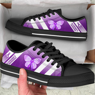 Alzheimer's Low Top Shoes Striped Version 2 Canvas Shoes - Best Gift For Men And Women - Cancer Awareness