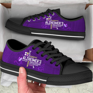 Alzheimer's Low Top Shoes Typography Canvas Shoes - Best Gift For Men And Women - Cancer Awareness