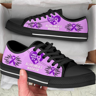 Alzheimer's Low Top Shoes Warrior Canvas Shoes - Best Gift For Men And Women - Cancer Awareness