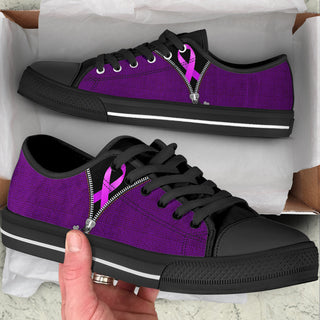 Alzheimer's Zipper Low Top Shoes Canvas Shoes - Best Gift For Men And Women - Cancer Awareness