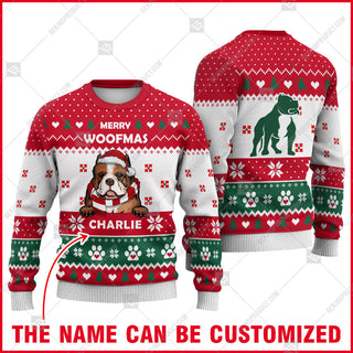 American Bully Dog Christmas Paw Heart Print Ugly Christmas Sweater Print Sweatshirt - Personalized Custom - Best Gift For Noel