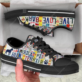 American Pit Bull Terrier Dog License Plates Low Top Shoes Canvas Sneakers Casual Shoes For Men And Women