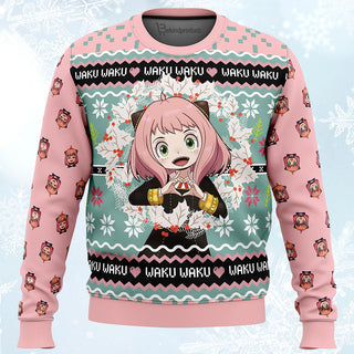 Anya Forger Waku Waku Spy x Family  Ugly Christmas Sweater For Men & Women Christmas Gift Sweater PT002