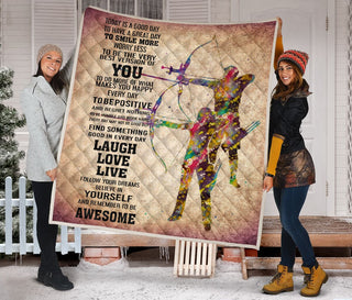 Archery Today Is A Good Day Quilt Full Print Soft Material Multiple Size Gift Bedroom Decoration