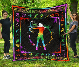 Archery Art Color Quilt Full Print Soft Material Multiple Size Gift Bedroom Decoration