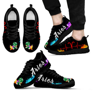 Aries Heartbeat Art Zodiac Sneaker Fashion Comfortable Shoes Running Walking Lightweight Casual Shoes - Zodiac Gift