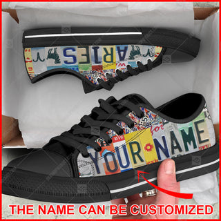 Aries Zodiac License Plates Low Top Shoes Canvas Shoes - Personalized Custom - Best Zodiac Gift For Men And Women