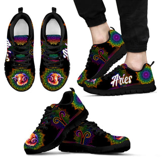 Aries Zodiac Colorful Mandala Sneaker Fashion Comfortable Shoes Running Walking Lightweight Casual Shoes - Zodiac Gift