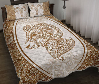 Aries Zodiac Ethnic Floral QBS Quilt Bed Set Bedroom Decoration Twin/King/Queen Size Bedding - Zodiac Gift