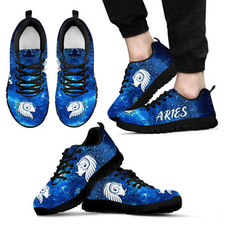 Aries Zodiac Galaxy Blue Sneaker Fashion Comfortable Shoes Running Walking Lightweight Casual Shoes - Zodiac Gift