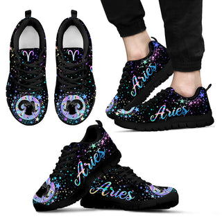 Aries Zodiac Holo Wreath Sneaker Fashion Comfortable Shoes Running Walking Lightweight Casual Shoes - Zodiac Gift