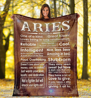 Aries Zodiac Vintage Blanket Sofa Bed Throws Lightweight Cozy Bed Blanket Soft Suitable For All Season - Zodiac Gift